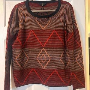 Geometric Patterned Sweater - Red and Brown